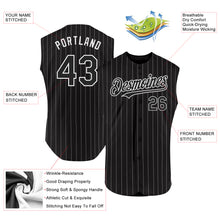 Laden Sie das Bild in den Galerie-Viewer, Custom Black White Pinstripe White Authentic Sleeveless Baseball Jersey
