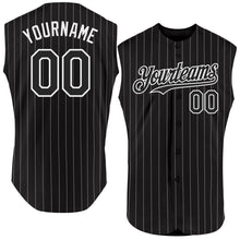 Laden Sie das Bild in den Galerie-Viewer, Custom Black White Pinstripe White Authentic Sleeveless Baseball Jersey
