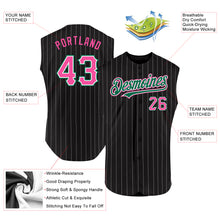 Laden Sie das Bild in den Galerie-Viewer, Custom Black White Pinstripe Pink-Kelly Green Authentic Sleeveless Baseball Jersey
