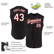 Laden Sie das Bild in den Galerie-Viewer, Custom Black White Pinstripe Red Authentic Sleeveless Baseball Jersey
