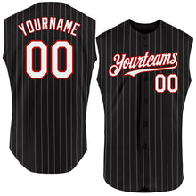 Laden Sie das Bild in den Galerie-Viewer, Custom Black White Pinstripe Red Authentic Sleeveless Baseball Jersey
