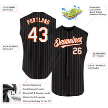 Laden Sie das Bild in den Galerie-Viewer, Custom Black White Pinstripe Orange Authentic Sleeveless Baseball Jersey
