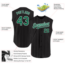 Laden Sie das Bild in den Galerie-Viewer, Custom Black White Pinstripe Kelly Green Authentic Sleeveless Baseball Jersey
