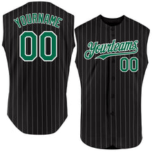 Laden Sie das Bild in den Galerie-Viewer, Custom Black White Pinstripe Kelly Green Authentic Sleeveless Baseball Jersey
