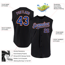 Load image into Gallery viewer, Custom Black Royal Pinstripe White-Orange Authentic Sleeveless Baseball Jersey
