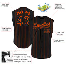 Load image into Gallery viewer, Custom Black Orange Pinstripe Orange Authentic Sleeveless Baseball Jersey
