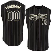 Charger l&#39;image dans la galerie, Custom Black Cream Pinstripe Cream Authentic Sleeveless Baseball Jersey
