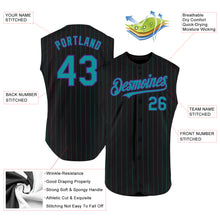 Charger l&#39;image dans la galerie, Custom Black Teal Pinstripe Purple Authentic Sleeveless Baseball Jersey
