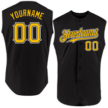 Загрузить изображение в средство просмотра галереи, Custom Black Gold-White Authentic Sleeveless Baseball Jersey
