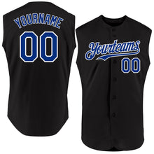 Load image into Gallery viewer, Custom Black Royal-White Authentic Sleeveless Baseball Jersey
