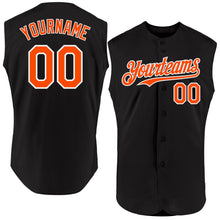 Load image into Gallery viewer, Custom Black Orange-White Authentic Sleeveless Baseball Jersey
