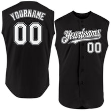 Laden Sie das Bild in den Galerie-Viewer, Custom Black White-Gray Authentic Sleeveless Baseball Jersey
