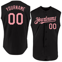 Load image into Gallery viewer, Custom Black Medium Pink Authentic Sleeveless Baseball Jersey
