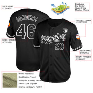 Custom Black White Mesh Authentic Throwback Baseball Jersey