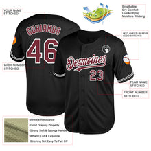 Load image into Gallery viewer, Custom Black Burgundy-White Mesh Authentic Throwback Baseball Jersey
