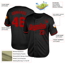 Load image into Gallery viewer, Custom Black Red Mesh Authentic Throwback Baseball Jersey
