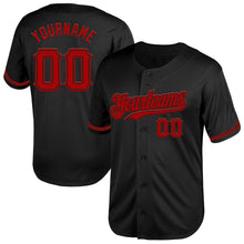 Load image into Gallery viewer, Custom Black Red Mesh Authentic Throwback Baseball Jersey
