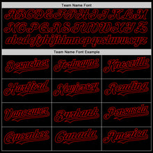 Load image into Gallery viewer, Custom Black Red Mesh Authentic Throwback Baseball Jersey
