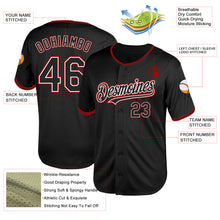 Load image into Gallery viewer, Custom Black White-Red Mesh Authentic Throwback Baseball Jersey
