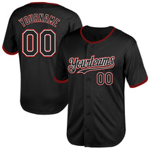 Load image into Gallery viewer, Custom Black White-Red Mesh Authentic Throwback Baseball Jersey
