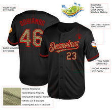 Load image into Gallery viewer, Custom Black Camo-Red Mesh Authentic Throwback Baseball Jersey
