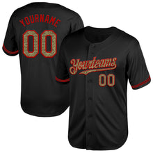 Load image into Gallery viewer, Custom Black Camo-Red Mesh Authentic Throwback Baseball Jersey
