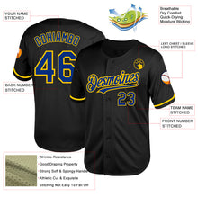 Charger l&#39;image dans la galerie, Custom Black Royal-Yellow Mesh Authentic Throwback Baseball Jersey
