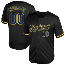 Charger l&#39;image dans la galerie, Custom Black Royal-Yellow Mesh Authentic Throwback Baseball Jersey
