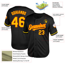 Load image into Gallery viewer, Custom Black Yellow-Orange Mesh Authentic Throwback Baseball Jersey
