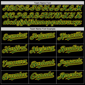 Custom Black Green-Yellow Mesh Authentic Throwback Baseball Jersey