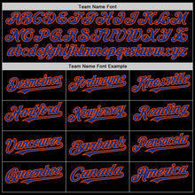 Load image into Gallery viewer, Custom Black Royal-Orange Mesh Authentic Throwback Baseball Jersey
