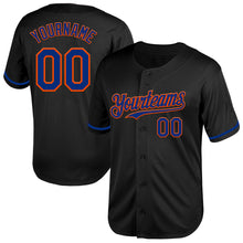 Load image into Gallery viewer, Custom Black Royal-Orange Mesh Authentic Throwback Baseball Jersey
