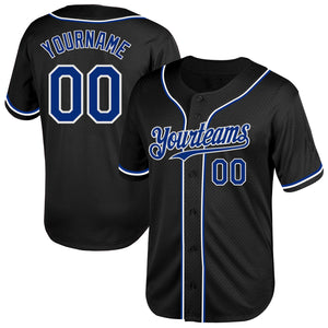 Custom Black Royal-White Mesh Authentic Throwback Baseball Jersey