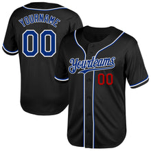 Laden Sie das Bild in den Galerie-Viewer, Custom Black Royal-Red Mesh Authentic Throwback Baseball Jersey
