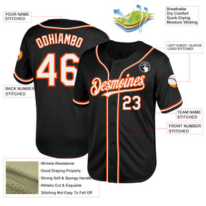 Custom Black White-Orange Mesh Authentic Throwback Baseball Jersey