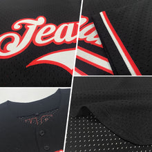 Load image into Gallery viewer, Custom Black Orange-White Mesh Authentic Throwback Baseball Jersey

