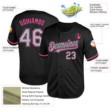 Load image into Gallery viewer, Custom Black Gray-Pink Mesh Authentic Throwback Baseball Jersey
