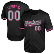 Load image into Gallery viewer, Custom Black Gray-Pink Mesh Authentic Throwback Baseball Jersey
