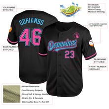 Load image into Gallery viewer, Custom Black Pink-Sky Blue Mesh Authentic Throwback Baseball Jersey
