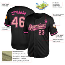 Load image into Gallery viewer, Custom Black Medium Pink-Pink Mesh Authentic Throwback Baseball Jersey
