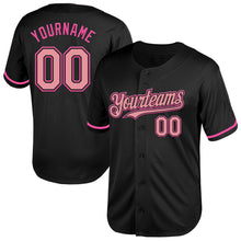 Load image into Gallery viewer, Custom Black Medium Pink-Pink Mesh Authentic Throwback Baseball Jersey
