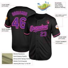 Charger l&#39;image dans la galerie, Custom Black Purple-Pink Mesh Authentic Throwback Baseball Jersey
