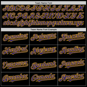 Custom Black Dark Purple-Gold Mesh Authentic Throwback Baseball Jersey