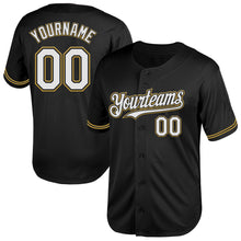 Load image into Gallery viewer, Custom Black White-Old Gold Mesh Authentic Throwback Baseball Jersey
