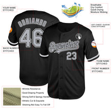 Load image into Gallery viewer, Custom Black Gray-White Mesh Authentic Throwback Baseball Jersey
