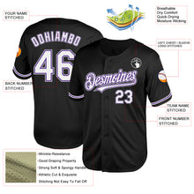 Charger l&#39;image dans la galerie, Custom Black Purple-Gray Mesh Authentic Throwback Baseball Jersey
