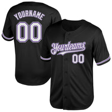 Charger l&#39;image dans la galerie, Custom Black Purple-Gray Mesh Authentic Throwback Baseball Jersey
