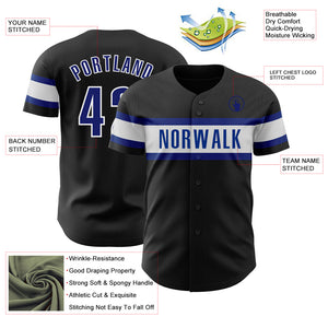 Custom Black Royal-White Authentic Baseball Jersey