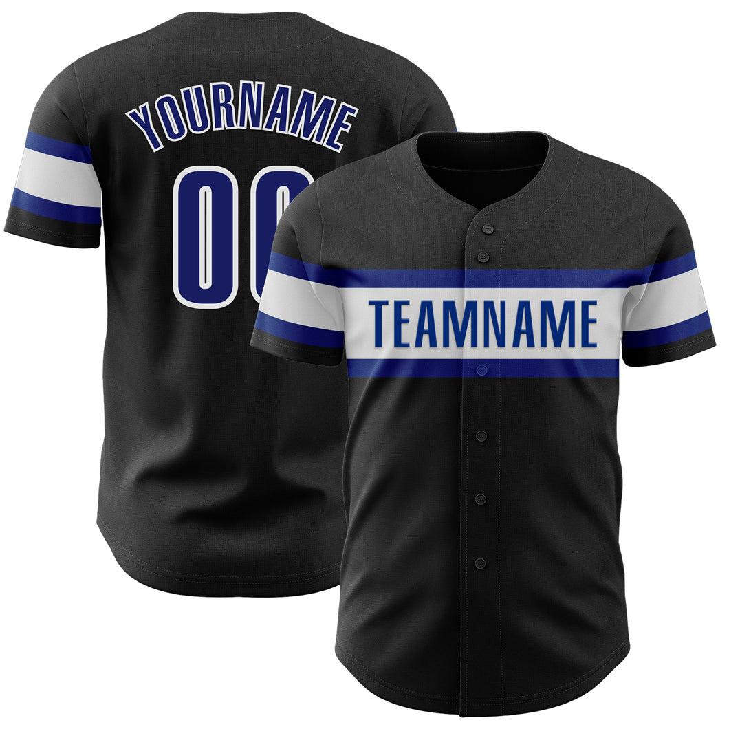 Custom Black Royal-White Authentic Baseball Jersey