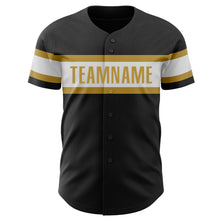 Загрузить изображение в средство просмотра галереи, Custom Black White-Old Gold Authentic Baseball Jersey
